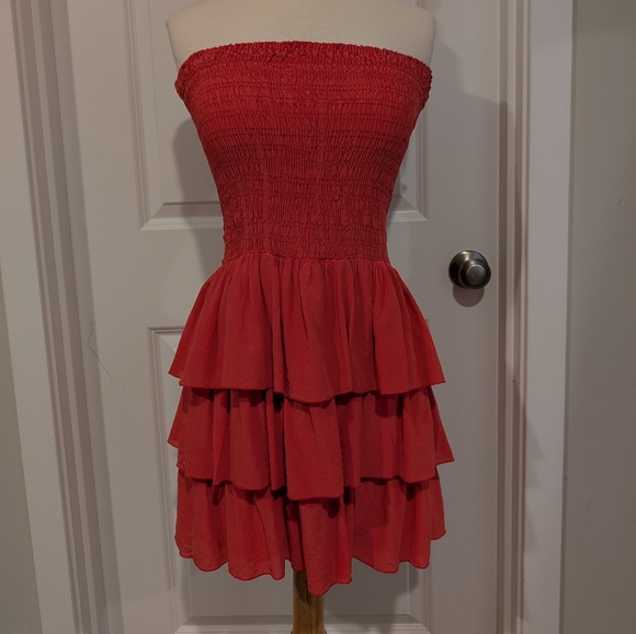 SPORTSTAFF Italian Silk Smocked Tiered Ruffle Mini Dress - Picture 2 of 8